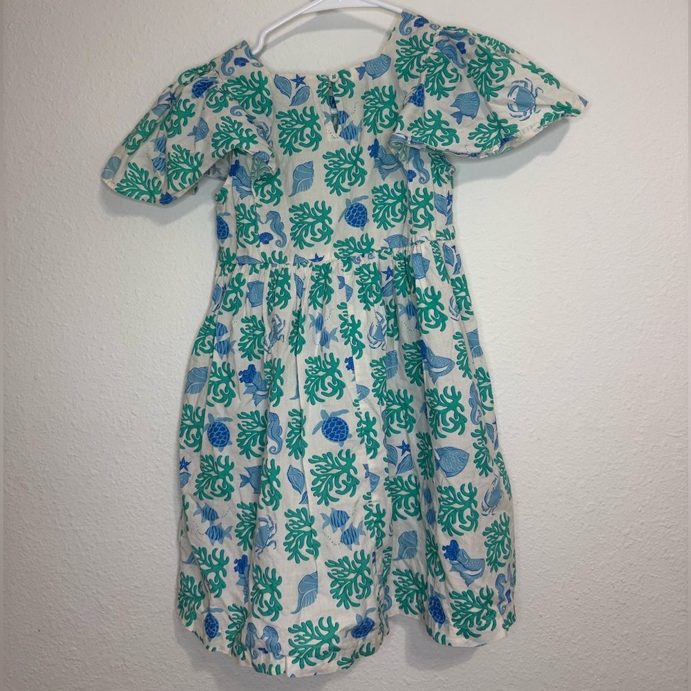 Mini Boden White Dress with Green and Blue Floral Pattern - Picture 3 of 3